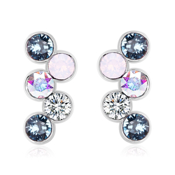 Aretes de Cristal Swarovski Color Negro en Forma de Círculos