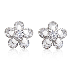 Aretes de Plata en Forma de Flor de Cristal Swarovski Blanco