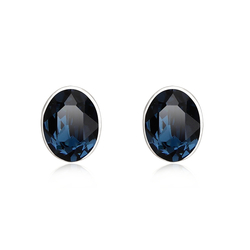 Night Blue Swarovski Crystal Silver Stud Earrings