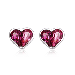 Aretes de Swarovski en Forma de Corazón Color Rosa