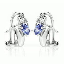 Aretes de Plata de Ley .925 con una Gema Tanzanita