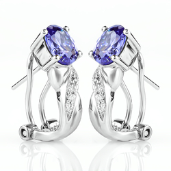 Aretes de Plata con Tanzanita Omega Clip