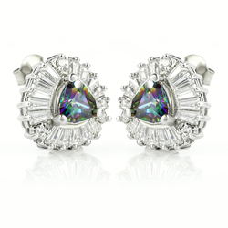 Very Elegant Trillion Cut Mystic Topaz .925 Sterling Silver Earrings