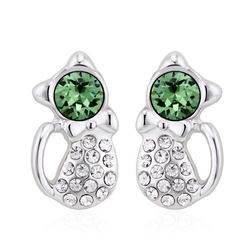 Aretes Color Peridoto de Gato con Cristales Swarovski