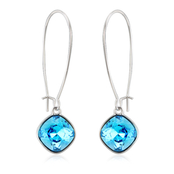 Blue Swarovski Long Drop Earrings