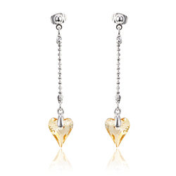 Long Earrings with Swarovski Yellow Heart