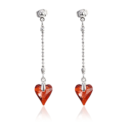 Long earrings with Swarovski heart