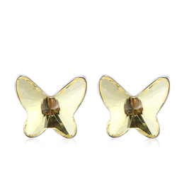 Aretes de Cristal Swarovski Mariposa Color Amarillo