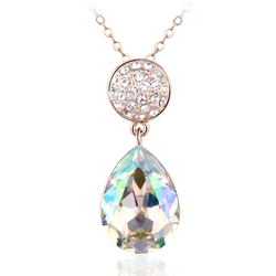 Beautiful 18k Rose Gold Plated Green Swarovski Crystal Necklace