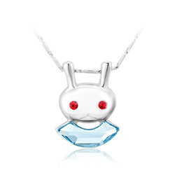 Cute Blue Crystal Bunny Necklace