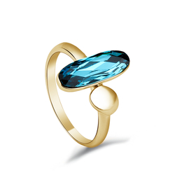 Blue Swarovski Crystal Seed Ring with 18k Yellow Gold Plating