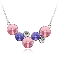 Beautiful Purple and Pink Swarovski Crystals Necklace