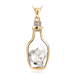 Collar de Cristal Swarovski en Forma de Botella con Baño de Oro 18k