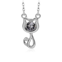 Pretty Swarovski Crystal Black Cat Necklace