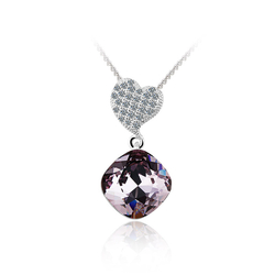 Swarovski Crystals Smokey Cuartz Color Sterling Silver Heart Pendant