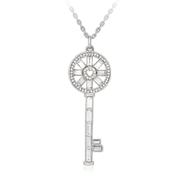 Swarovsky Rhodium and Crystal Key Necklace