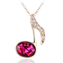 Musical Swarovski Fiucsa Musical Note Necklace 18K Gold