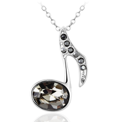 Black Swarovski Musical Note Necklace