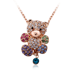 Cute Bear Necklace with 18K Rose Gold