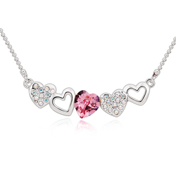 Pretty Swarovski Necklace with Pink Heart