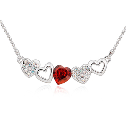 Cute Swarovski Necklace with Red Heart
