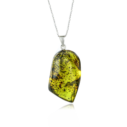 Genuine Amber Silver Pendant With Silver