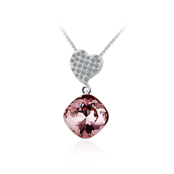 Swarovski Crystals Amethyst Color Sterling Silver Heart Pendant