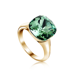 Anillo de Cristal Swarovski Verde con 18K Baño de Oro