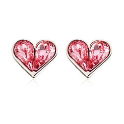 Heart Shaped Swarovski Pink Crystal Earrings