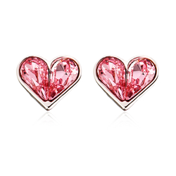 Heart Shaped Swarovski Pink Crystal Earrings
