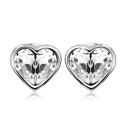 Heart Shaped White Swarovski Crystal Earrings