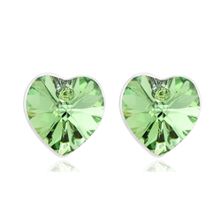 Hermosos Aretes de Cristal Swarovski Color Verde En Forma de Corazón