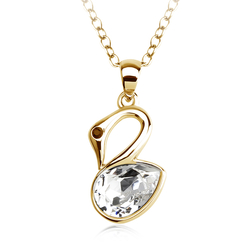 Beautiful Swarovski White Swan Gold Plated Necklace