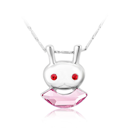 Tender Pink Crystal Bunny Necklace