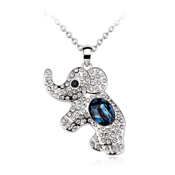 Beautiful Blue and White Swarovski Crystal Elephant Necklace