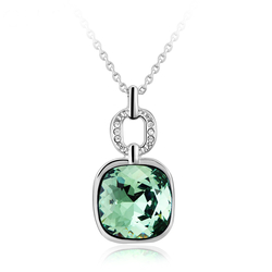 Emerald Color Rhodium Plated Swarovski Crystal Necklace