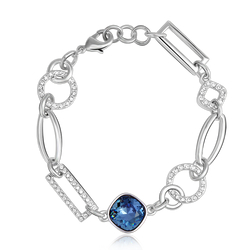 Rhodium Bracelet with Blue Swarovski Crystal