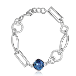 Pulsera de Rodio con Cristal Swarovski Azul