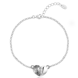 Pulsera con Corazón Swarovski Color Negro