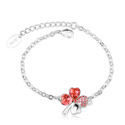 Swarovski Bracelet with Red Clover