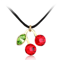 Collar Swarovski de Cerezas color Rojo