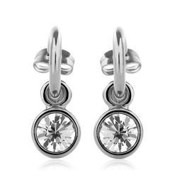 Round White Swarovski Crystal Earrings