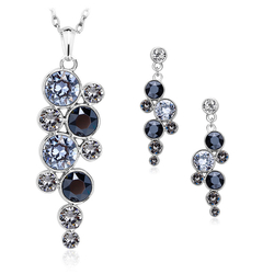 Cute Black Circle Necklace and Earrings Set