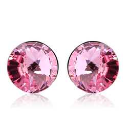 Aretes Solitarios de Color Rosa de Cristal Swarovski