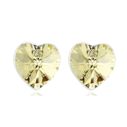 Hermosos Aretes de Cristal Swarovski Ambar Color En Forma de Corazón