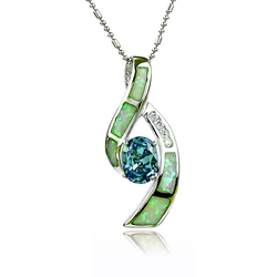 Oval Cut Alexandrite and White Australian Opal Silver Pendant