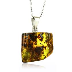 Genuine Amber Sterling Silver Pendant 25 mm x 20 mm