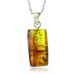 Natural Amber Sterling Silver Pendant 25mm x 10mm