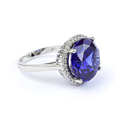 Huge Sterling Silver Ring with Tanzanite