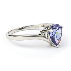 Tanzanite Pear Cut Silver Ring